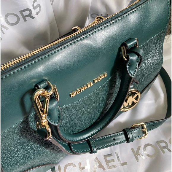 NEW Maya Pebbled Leather Satchel (in rare amazon green) - Picture 13 of 15